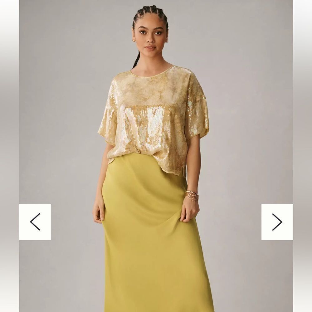 Anthropologie Pilcro Sequin Tech Top Glam Fairy L - Picture 7 of 15